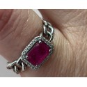 ANELLO Gianni Carità in oro bianco 750(18kt) broumette morbida con pietra rubino rettangolare centrale ct 1,15 circondato da di
