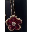 collana gianni carità in oro rosa 750 (18kt) lunghezza 50 cm con pendolo a forma di fiore imorezziosito di diamanti taglio bril