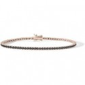 BRACCIALE TENNIS BASE ROSA 925 ARGENTO E BLACK