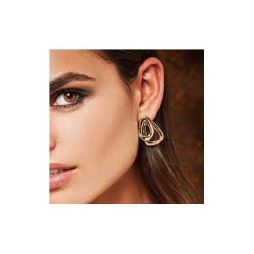 Orecchini placcati oro 18k con 2 maglie sovrapposte
