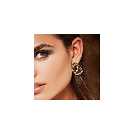Orecchini placcati oro 18k con 2 maglie sovrapposte