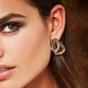Orecchini placcati oro 18k con 2 maglie sovrapposte