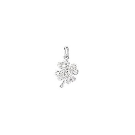 Charm Quadrifoglio Dodo in Oro Bianco e Diamanti Bianchi
