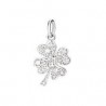 Charm Quadrifoglio Dodo in Oro Bianco e Diamanti Bianchi