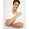 Bracciale elastico con perline placcate argento PUL2591MTL