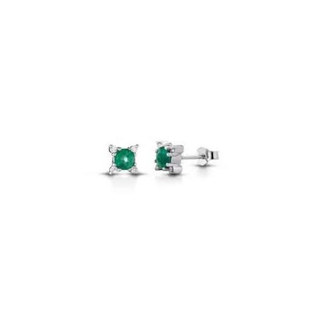 ORECCHINI gioielli in Oro 18 kt  smeraldo e brillantini OR+P014/S
