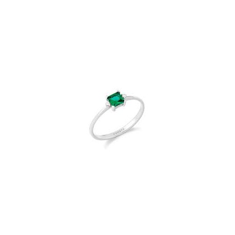 Anello in Oro bianco Diamanti e Smeraldo carrè SKU: ANB 2708