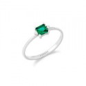 Anello in Oro bianco Diamanti e Smeraldo carrè SKU: ANB 2708