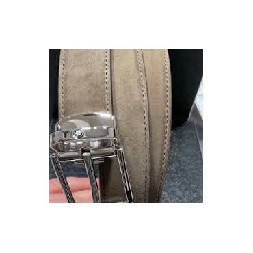 Montblanc cintura horseshoe finitura palladio lucido reversibile camoscio marrone/pelle morbida nera30 220977