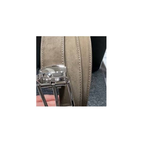 Montblanc cintura horseshoe finitura palladio lucido reversibile camoscio marrone/pelle morbida nera30 220977