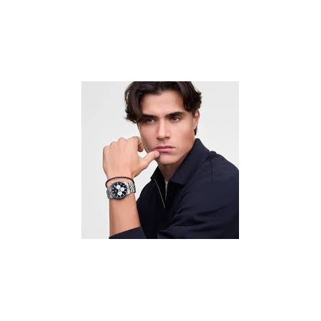 Orologio Uomo DANIEL WELLINGTON Iconic Chronograph Arch 5-Link Onyx Panda Silver - DW00100873