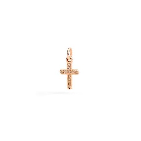 Charm croce in oro rosa e diamanti brown DMC6008CROSSDBR9R