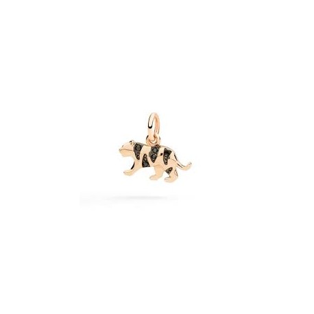 CHARM Ciondolo tigre in oro rosa 9K e 5 diamanti black (ct 0,02)