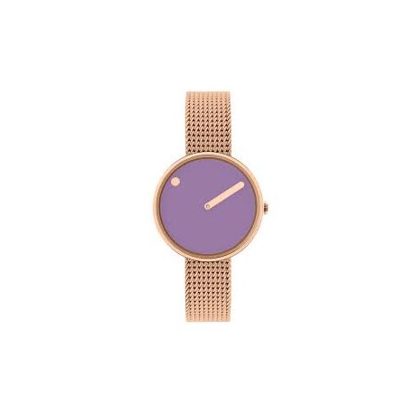 orologio 30 mm / Quadrante Violet Glow / Cinturino a maglia oro rosa opaco