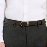 Cintura Reversibile a Ferro di Cavallo in Pelle Sartorial Nera/Ebano 222139